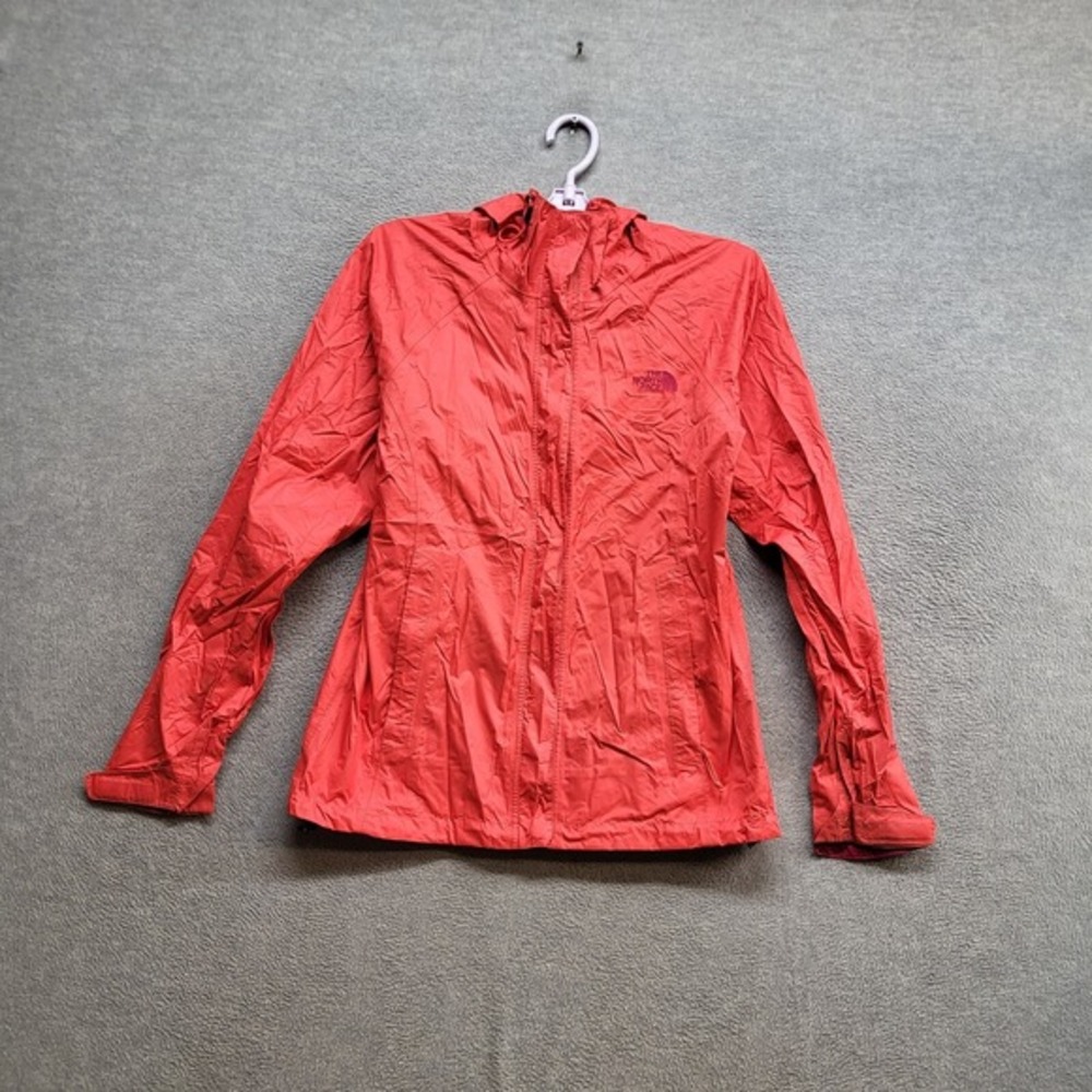 The North Face Women Jacket Small Red Full Zip Rain Hooded Nylon‎